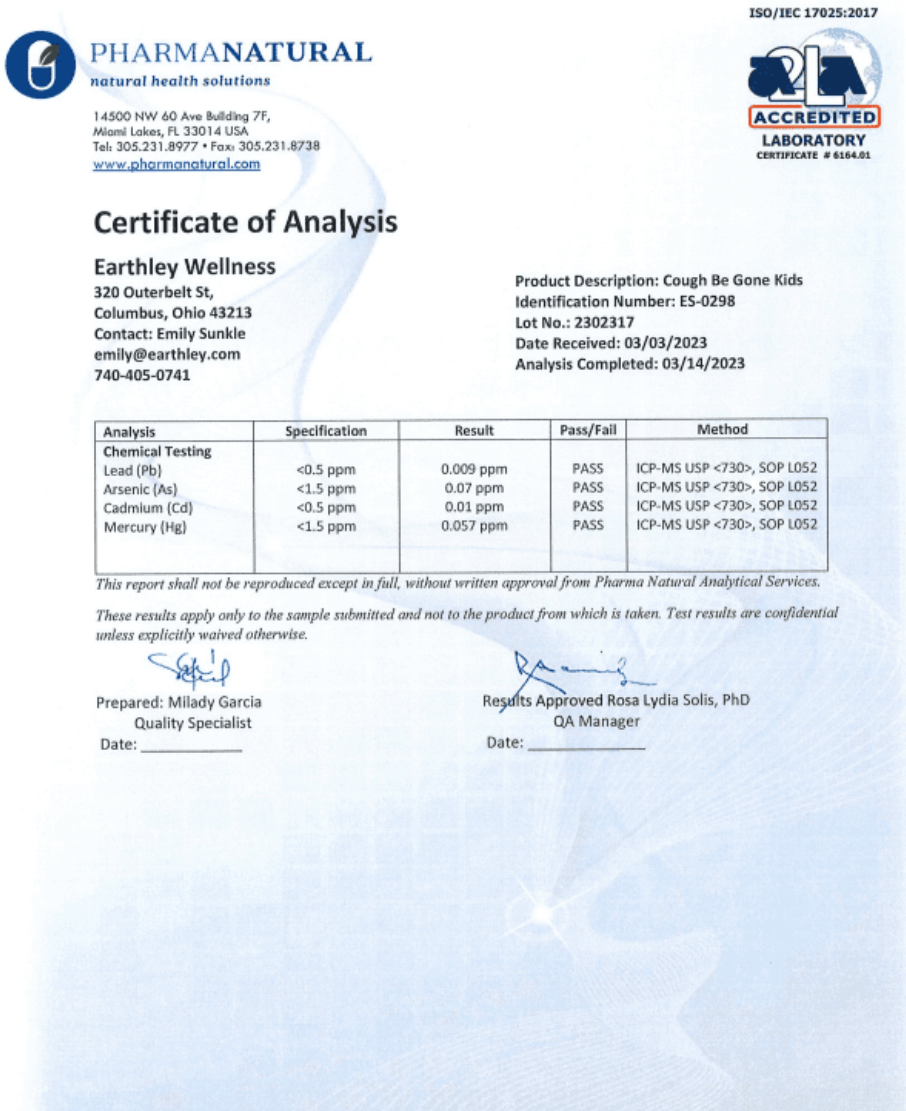 Cough Be Gone Tincture (Kid Safe) 2oz