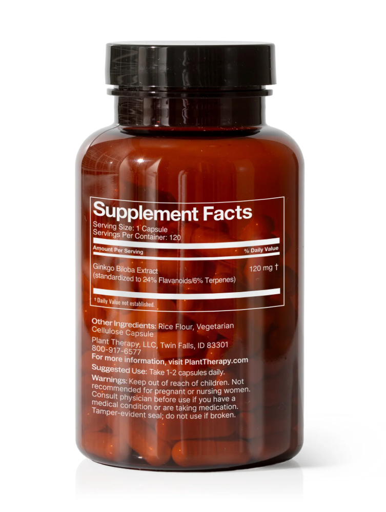 Ginkgo Biloba Herbal Supplement (Memory Support) 120 capsules
