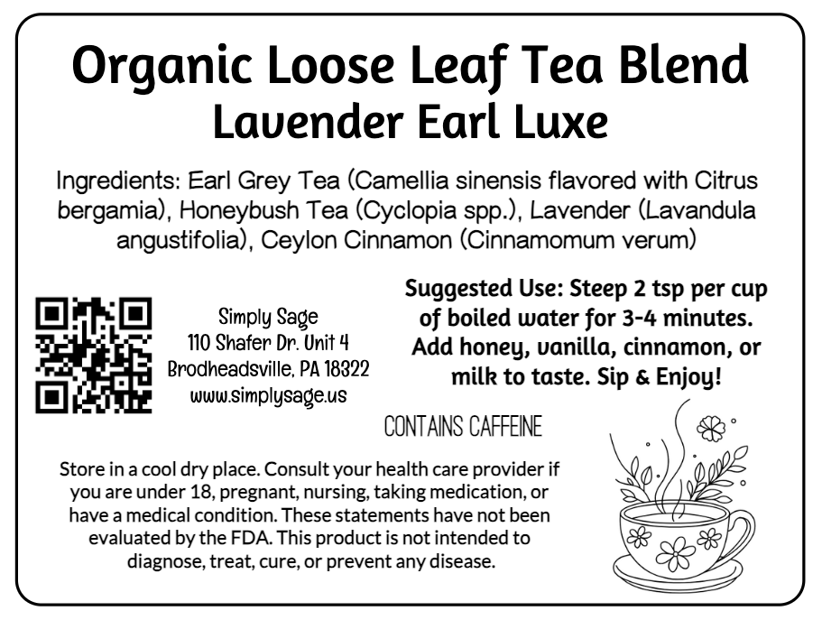 Lavender Earl Luxe Organic Loose Leaf Tea Blend