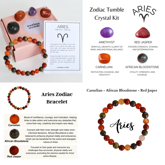 Astrological Crystal Set - Bracelet and 4 Tumbled Stones