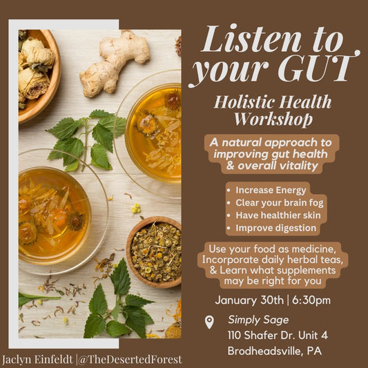 1/30 @6:30pm Listen to your Gut Wellness Workshop