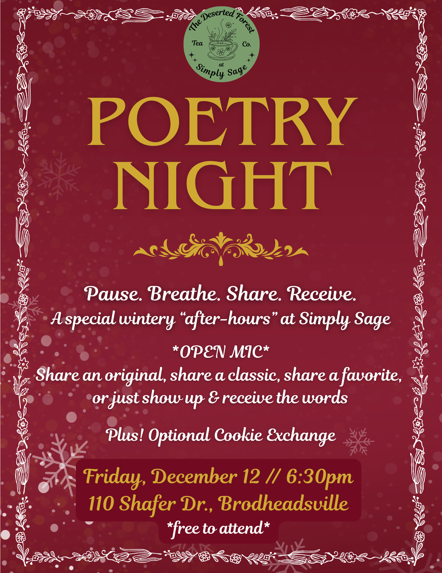 12/12 @6:30pm Poetry Night