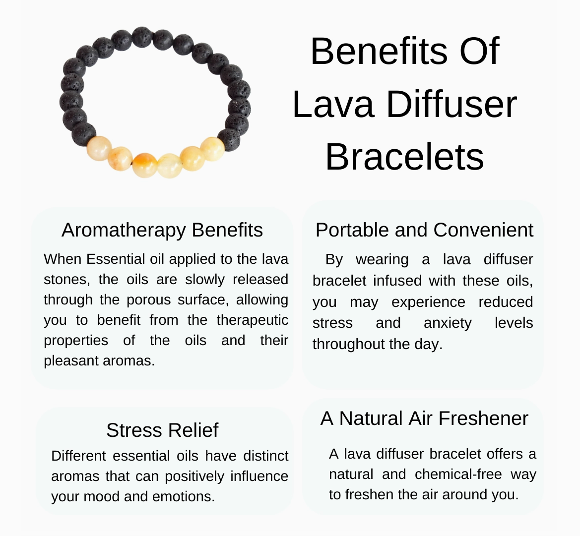 Lava Stone and Crystal Essential Oil Diffuser Bracelet