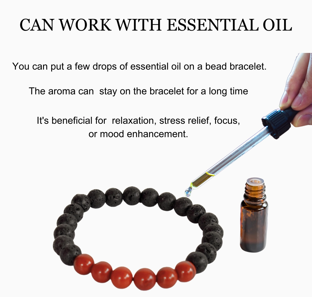 Lava Stone and Crystal Essential Oil Diffuser Bracelet