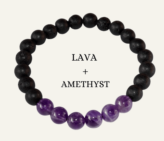 Lava Stone and Crystal Essential Oil Diffuser Bracelet