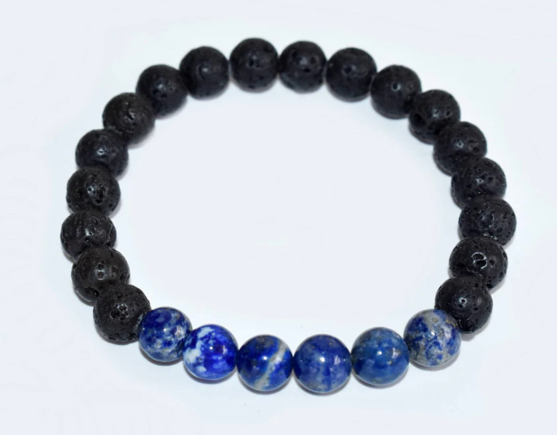 Lava Stone and Crystal Essential Oil Diffuser Bracelet