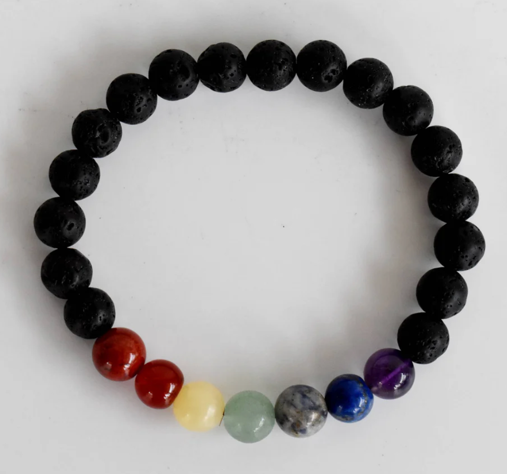 Lava Stone and Crystal Essential Oil Diffuser Bracelet