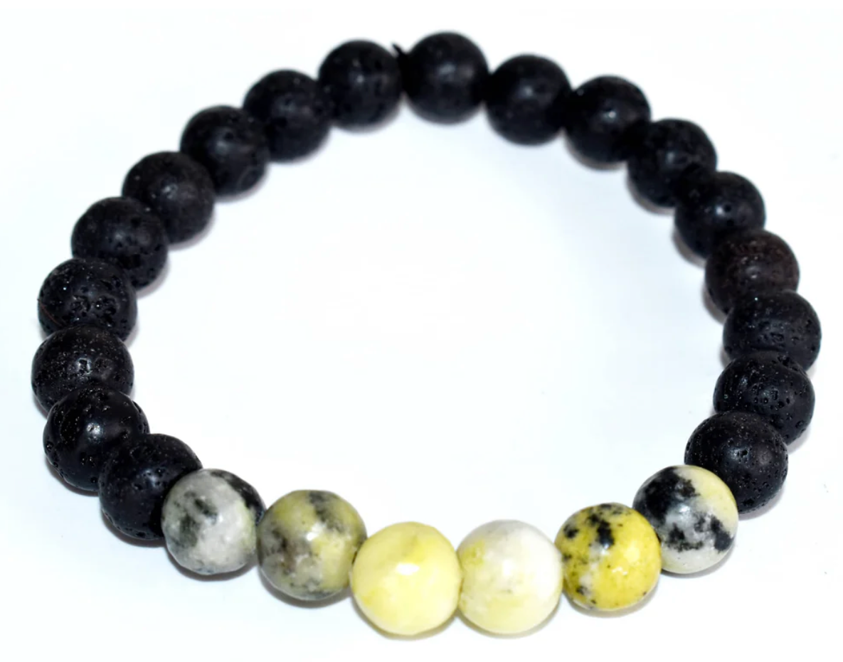 Lava Stone and Crystal Essential Oil Diffuser Bracelet