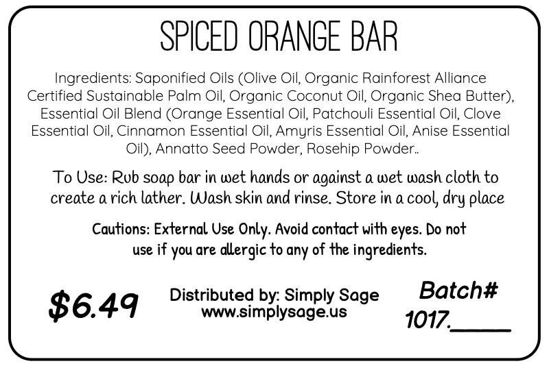 Handmade Soap Bar - Spiced Orange