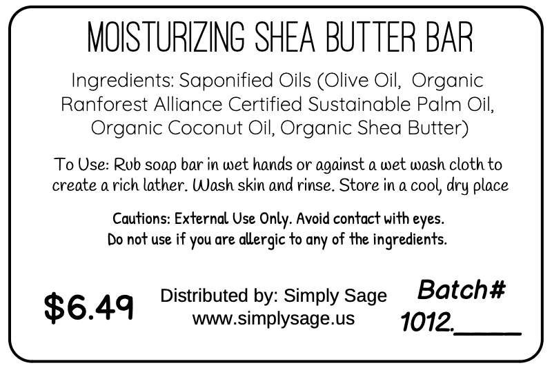 *Handmade Bar Soap - Moisturizing Shea Soap