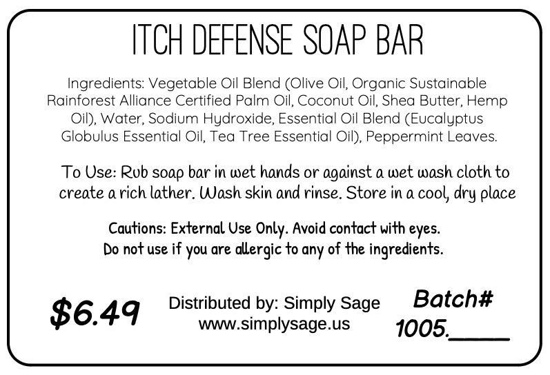 Handmade Soap Bar - Itch Defense