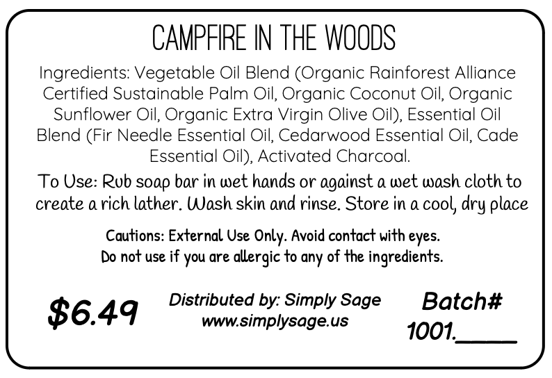 *Handmade Bar Soap - Campfire in the woods