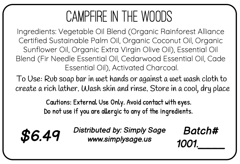 Handmade Soap Bar - Campfire in the woods