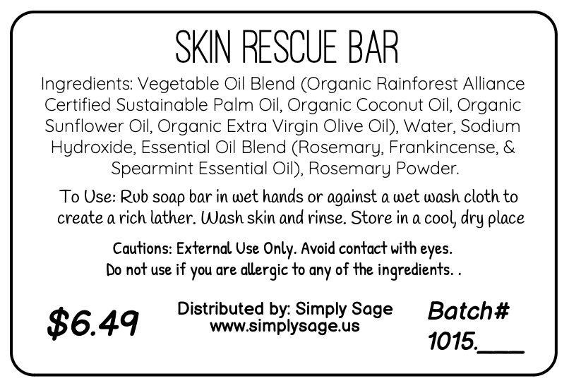 *Handmade Bar Soap - Skin Rescue