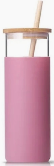 Glass Tumbler with Pink Sleeve