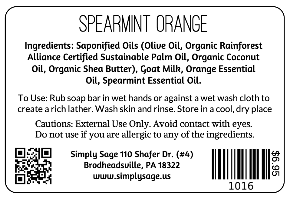 Handmade Soap Bar - Spearmint Orange