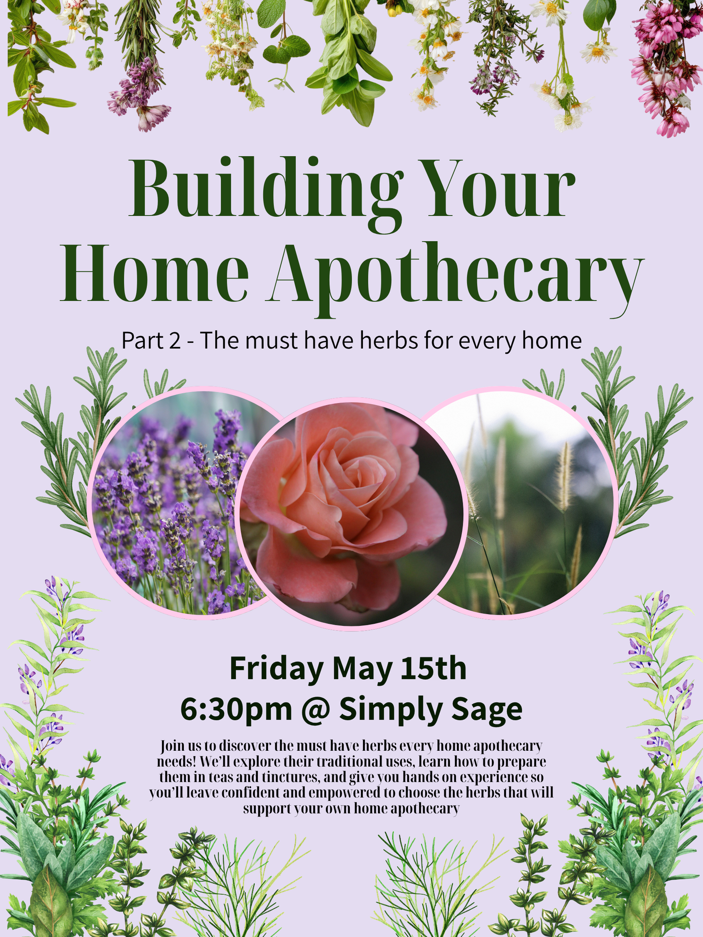 5/15 @ 6:30pm Building your Home Apothecary Part 2